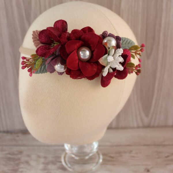 Vintage Couture Hollywood Glam Ruby Red Floral Headband