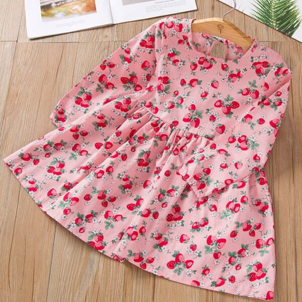Pink Floral Wild Strawberry Long Sleeve Dress - preschool back to school sale 3T 4T choose size